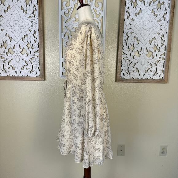 NWT Promesa | Long Sleeve Ditsy Floral Cream Dress Popover Cinched Waist Medium - Picture 5 of 9